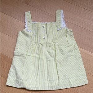 🌼EUC Girl's Janie and Jack Lime Green Striped Seersucker Lined Top Size 4